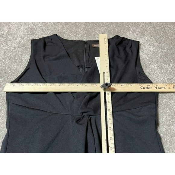 Adrienne Vittadini Dress 12 Petite Sheath Sleeveless Twist Front Ponte Black - Picture 5 of 10